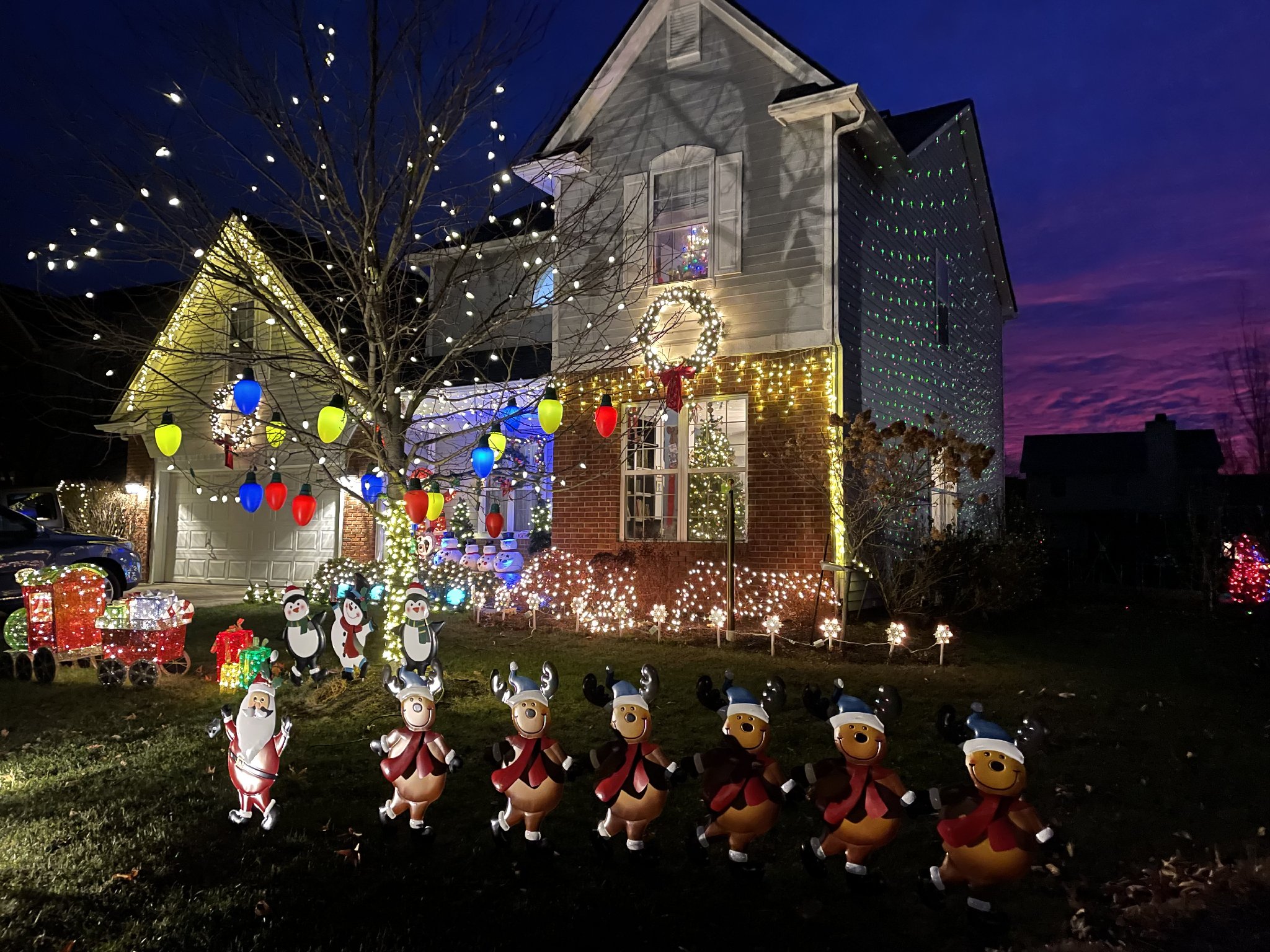 a house decorated with christmas lights